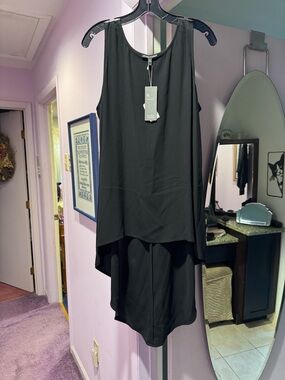 NWT! EILEEN FISHER Size L Black High-Low Sleeveless Tank Top